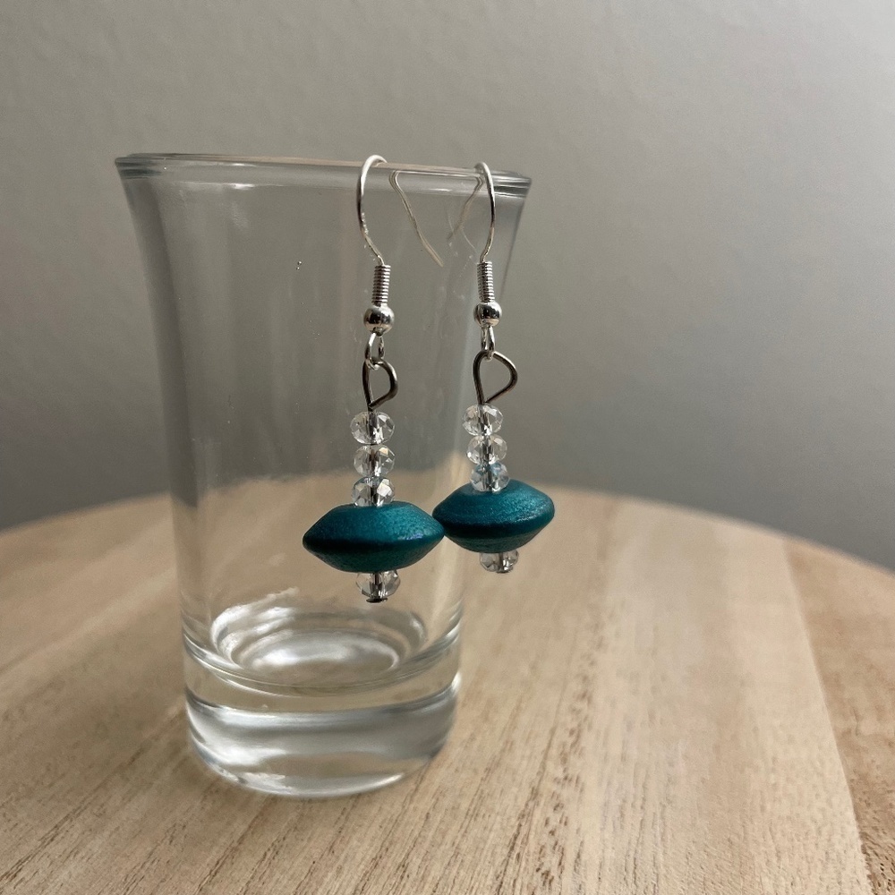 Crystal Turquoise Beaded Earrings